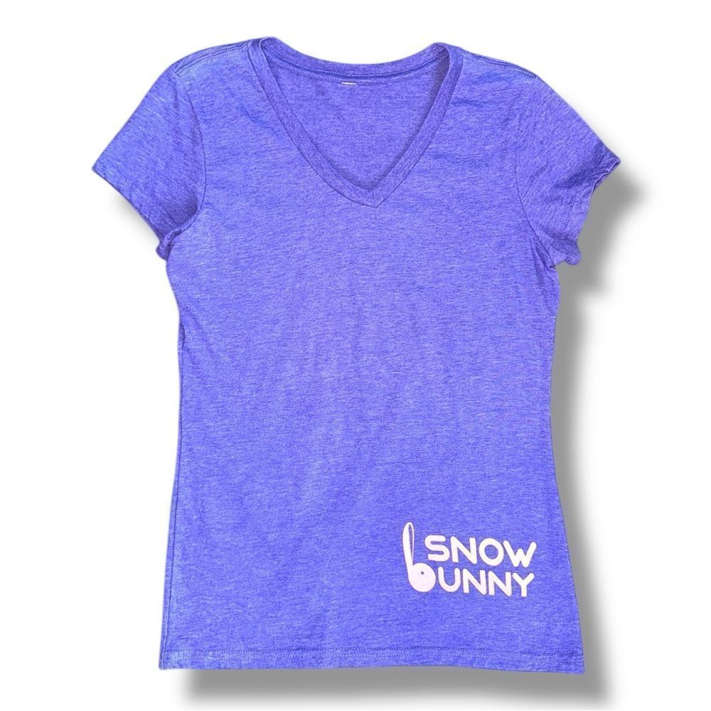 Boutique Snow Bunny Purple V-Neck T-Shirt Sz S